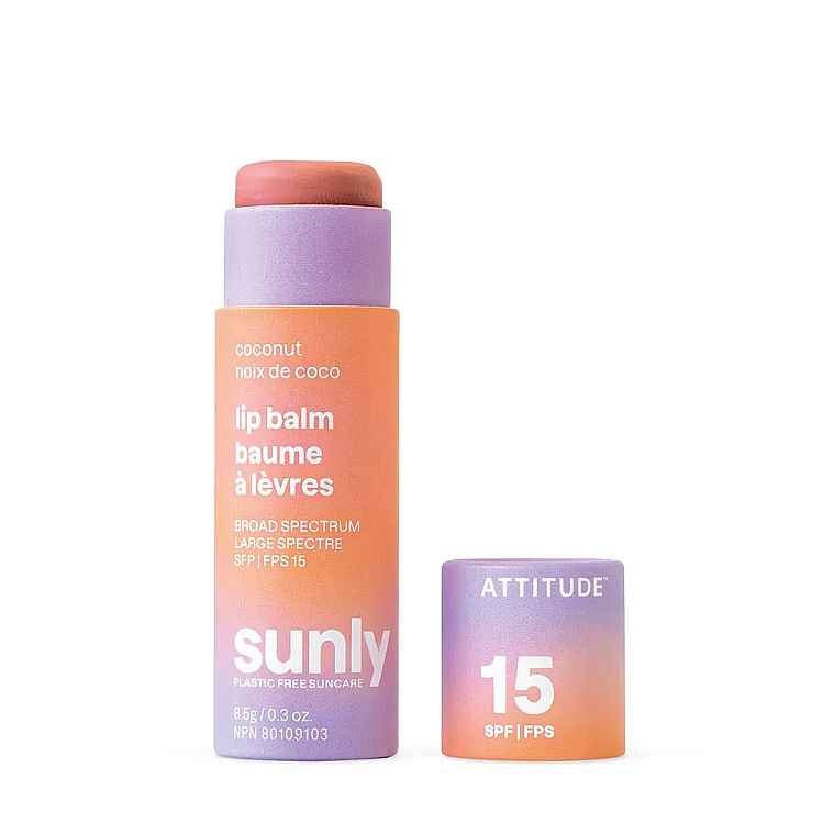 ATTITUDE Φυτικό Αντηλιακό SPF15 Lip Balm - 100% vegan χωρίς πλαστικό