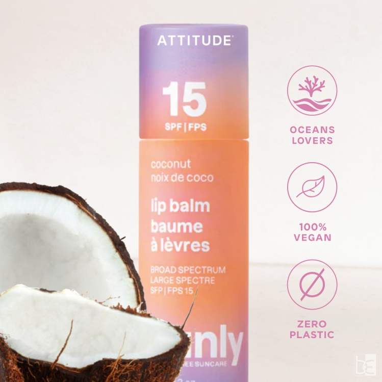 ATTITUDE Φυτικό Αντηλιακό SPF15 Lip Balm - 100% vegan χωρίς πλαστικό